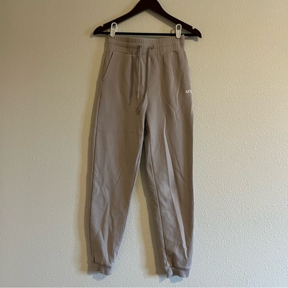 AYBL Everyday Comfy Sweatpant High Waist Joggers in Dove Gray / Tan Size Small - Picture 6 of 13